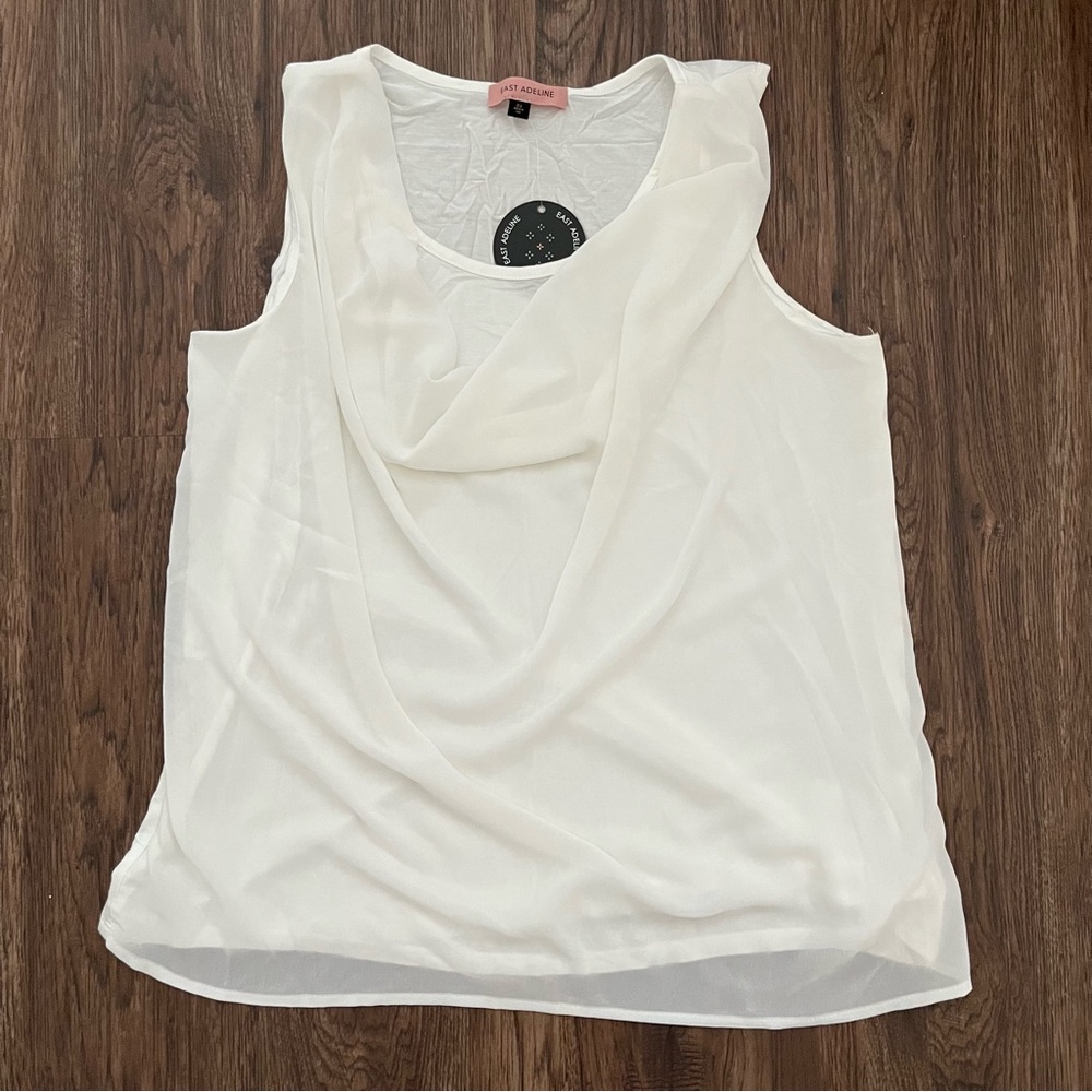 Ivory Sleeveless Cowl Neck Blouse 0X